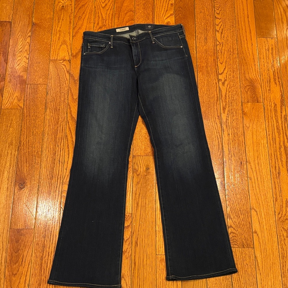 AG Adriano Goldschmied The Angelina Petite Dark Indigo Flare Jeans